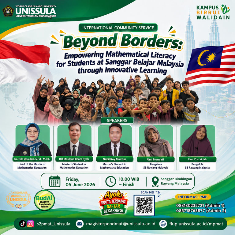 Magister PMAT UNISSULA Gelar International Community Service di Malaysia: Perkuat Literasi Matematika melalui Pembelajaran Inovatif