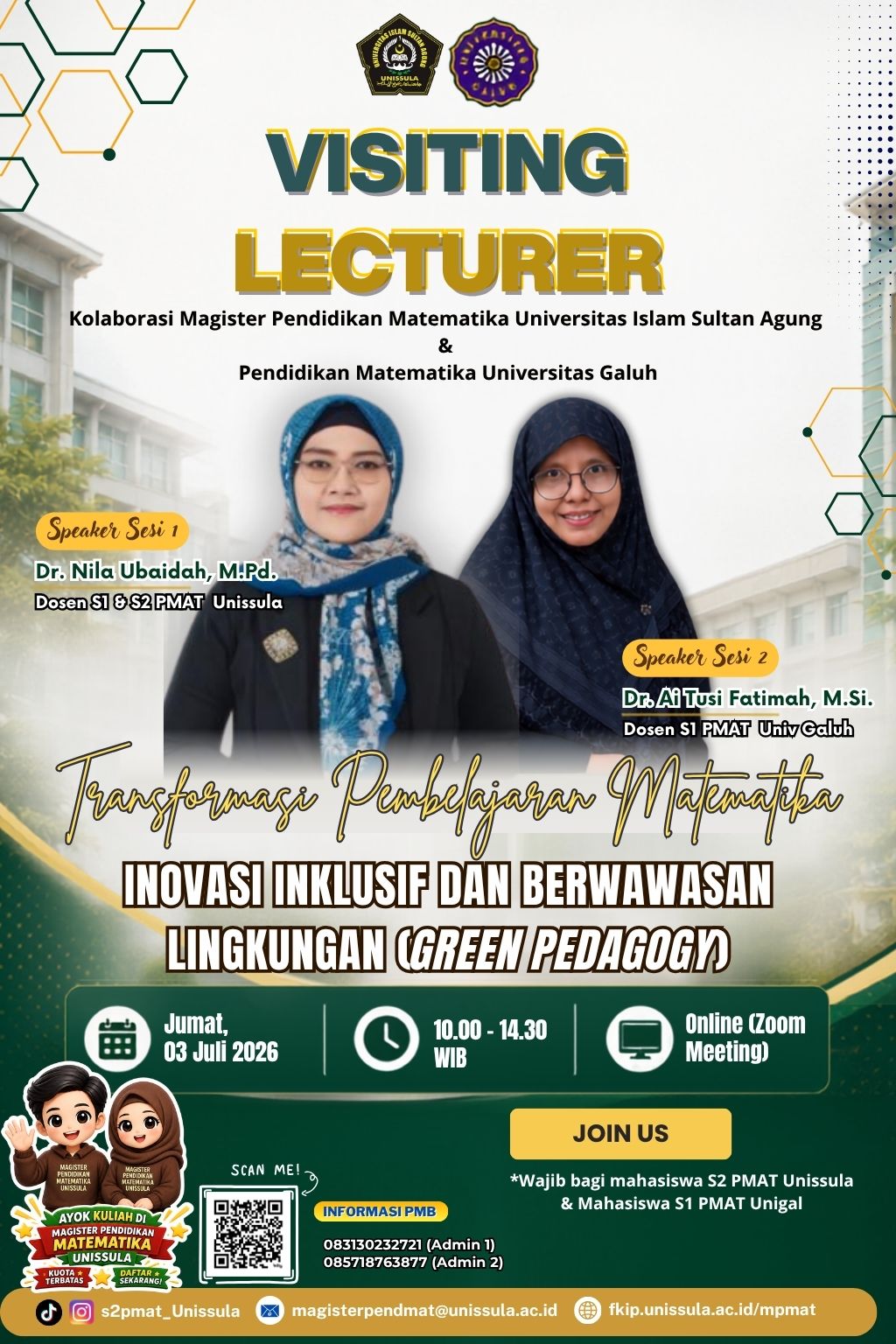 Flyer Visiting Lecturer UNISSULA dan Universitas Galuh