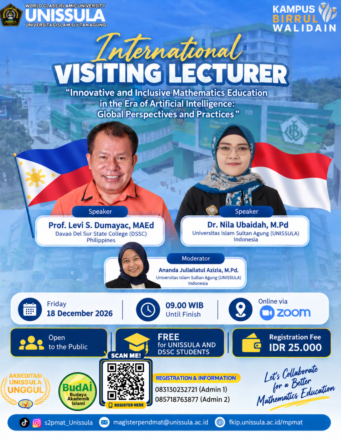 Flyer International Visiting Lecturer UNISSULA dan Davao del Sur State College
