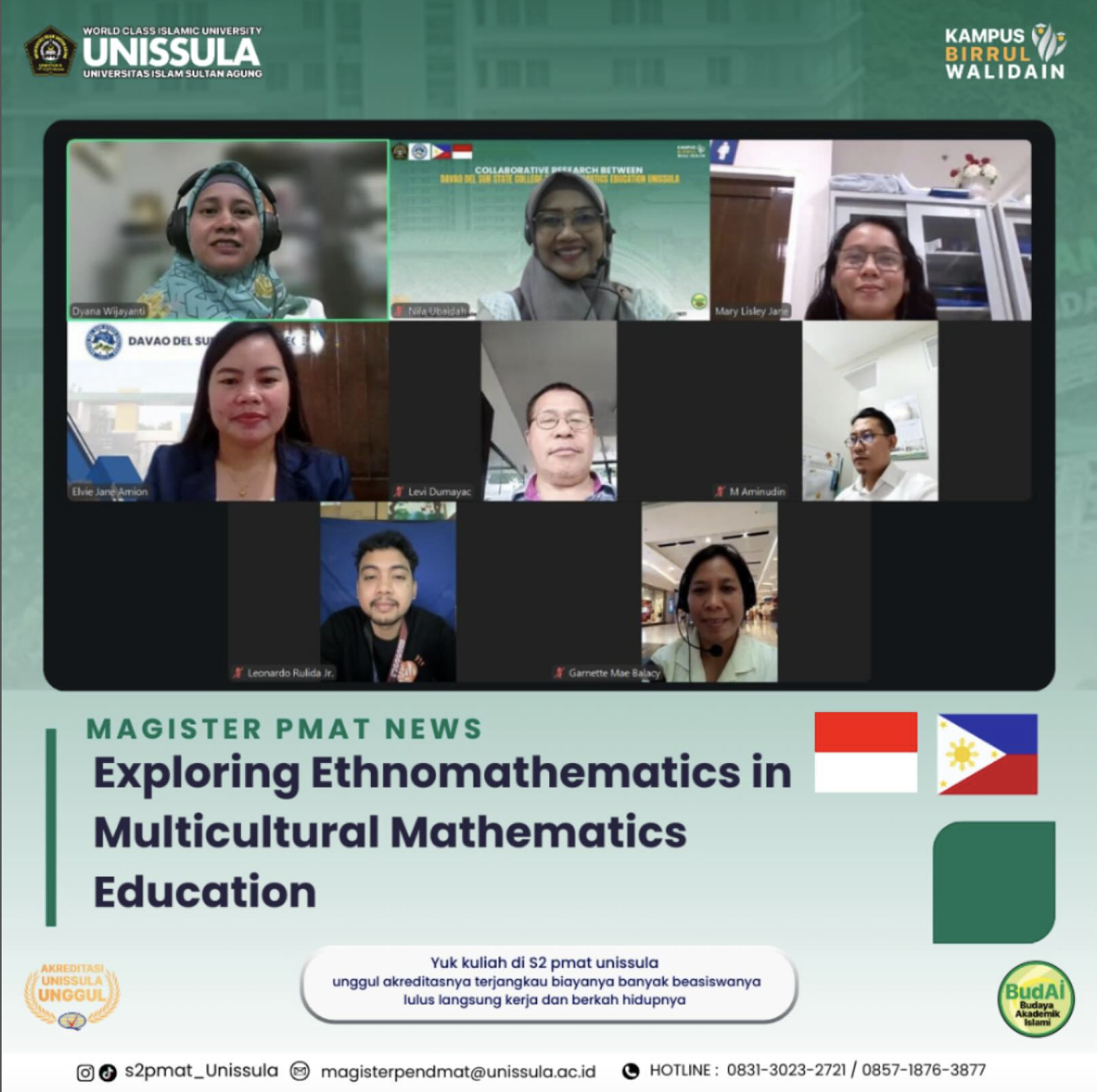 Implementation of Arrangement antara Magister Pendidikan Matematika UNISSULA dan Davao del Sur State College Philippines