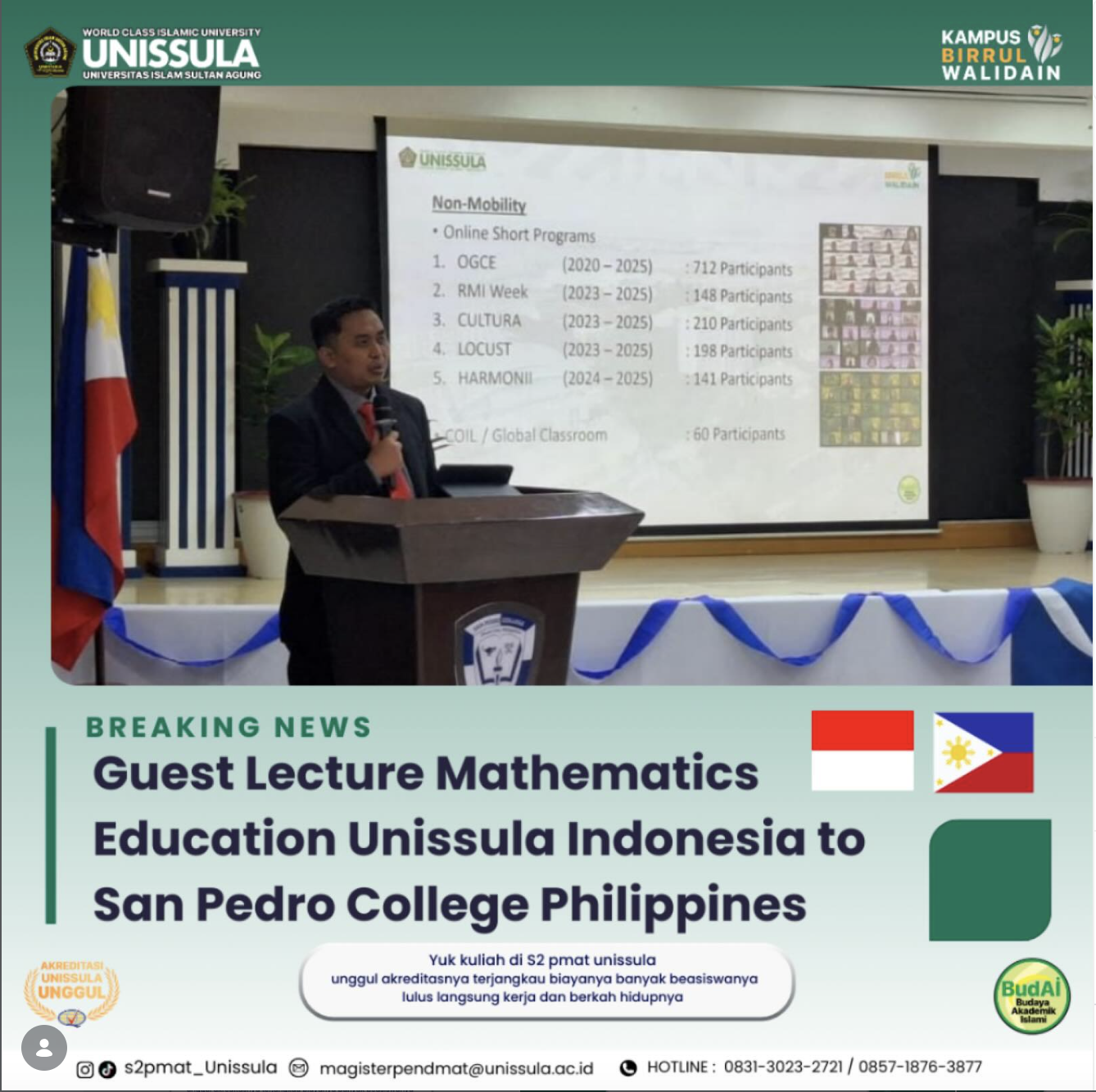 Dokumentasi Guest Lecture UNISSULA dan San Pedro College